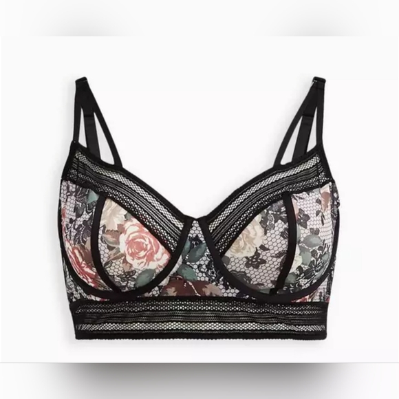 Nwt Torrid Sz 0x Floral Underwire Bralette - Black Lace Pin-up Sheer And Sexy! - Picture 4 of 5